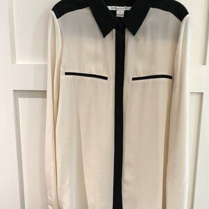 Black & Cream Blouse by Diane von Furstenberg Sz. 4 Great Condition